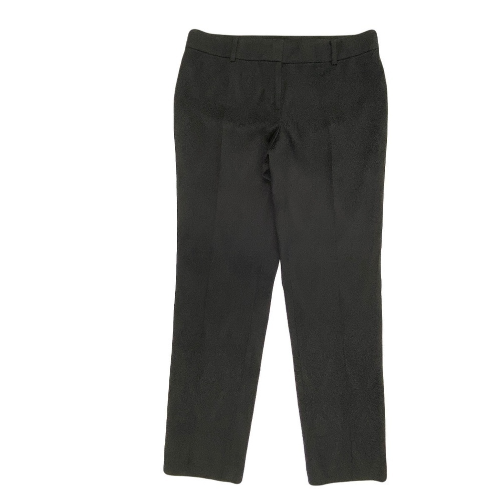 Ann Taylor Dress Pants Womens 4 Black Paisley Crop Jacquard Straight Leg Trouser